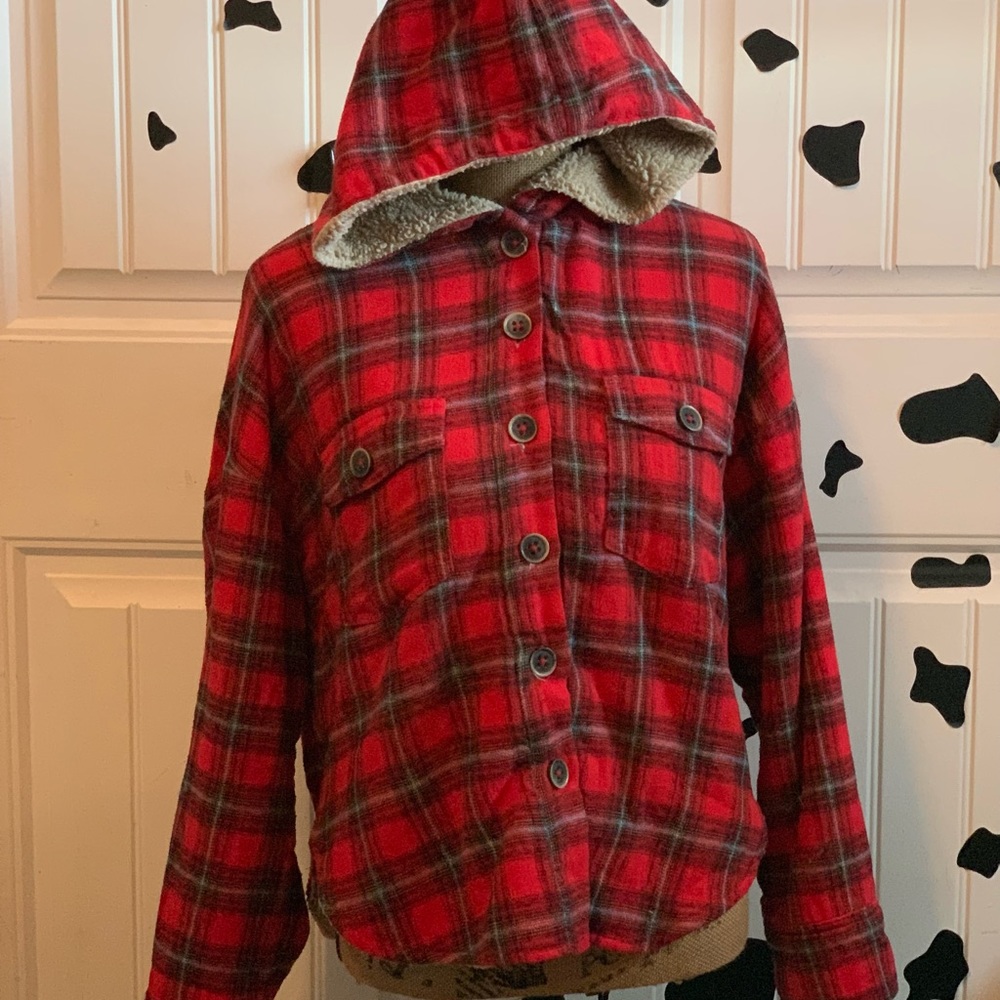 red plaid, wool inside(fuzzy)